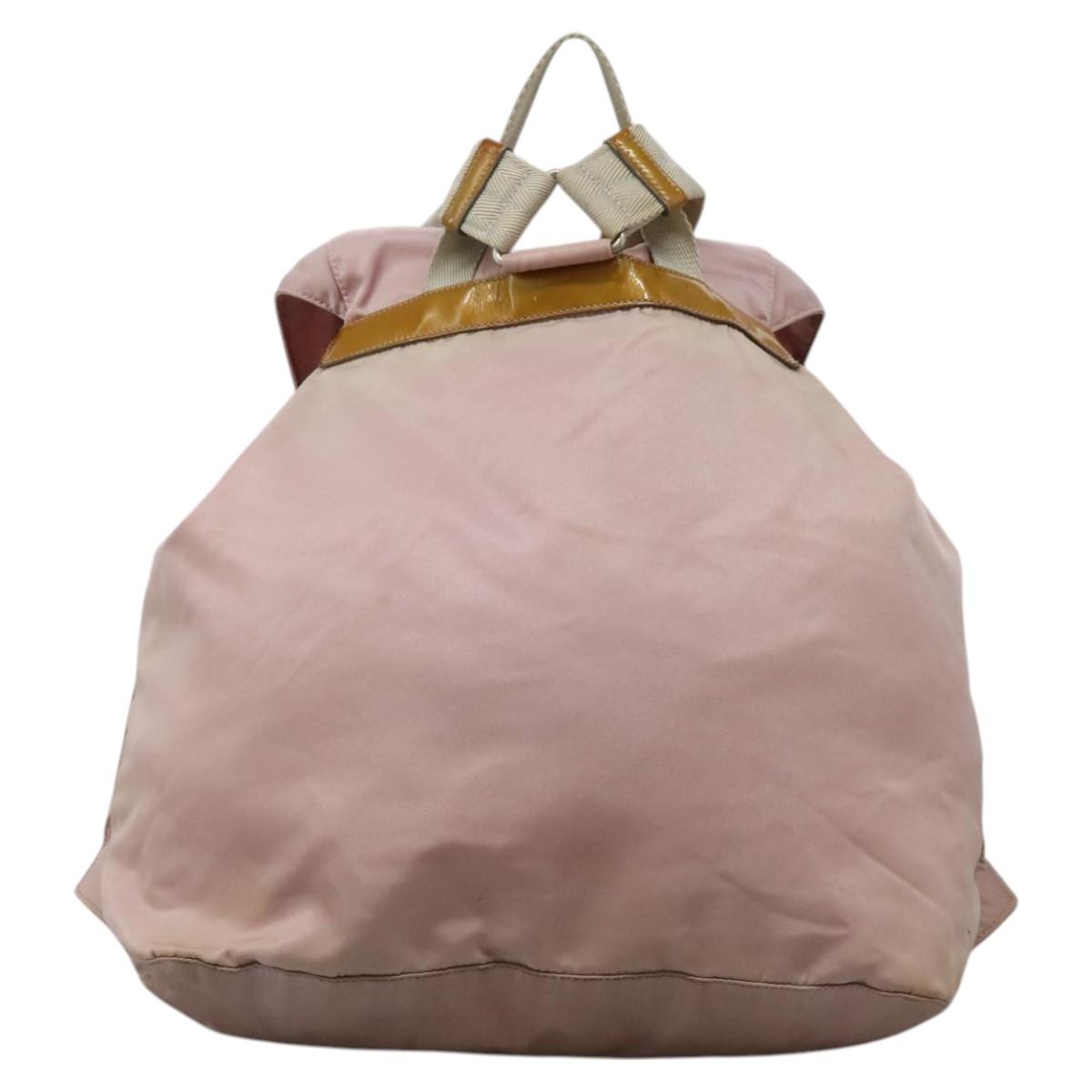 PRADA Backpack Nylon Pink Silver Auth hk2592