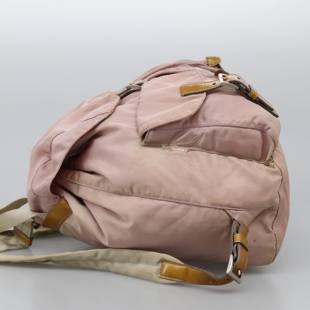 PRADA Backpack Nylon Pink Silver Auth hk2592