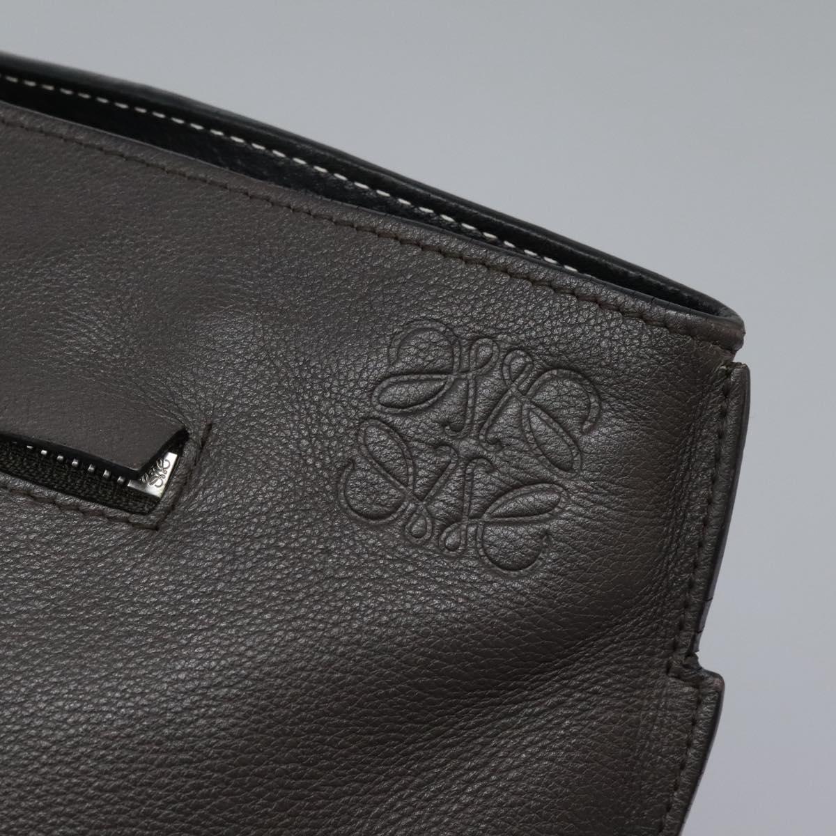 LOEWE Anagram Body Bag Leather Gray Silver Auth hk2593