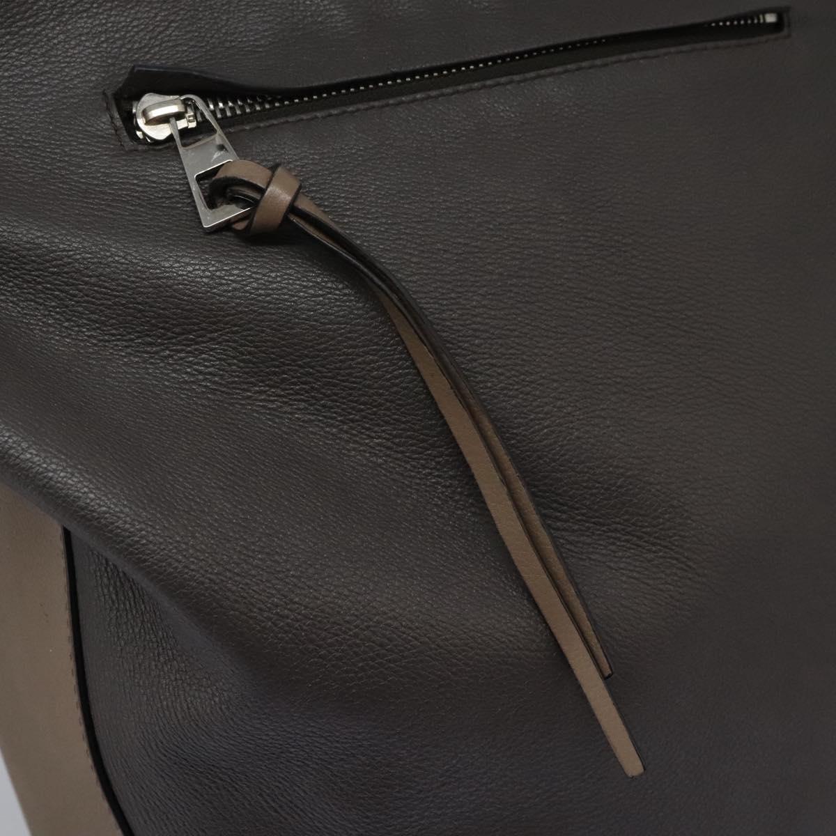 LOEWE Anagram Body Bag Leather Gray Silver Auth hk2593