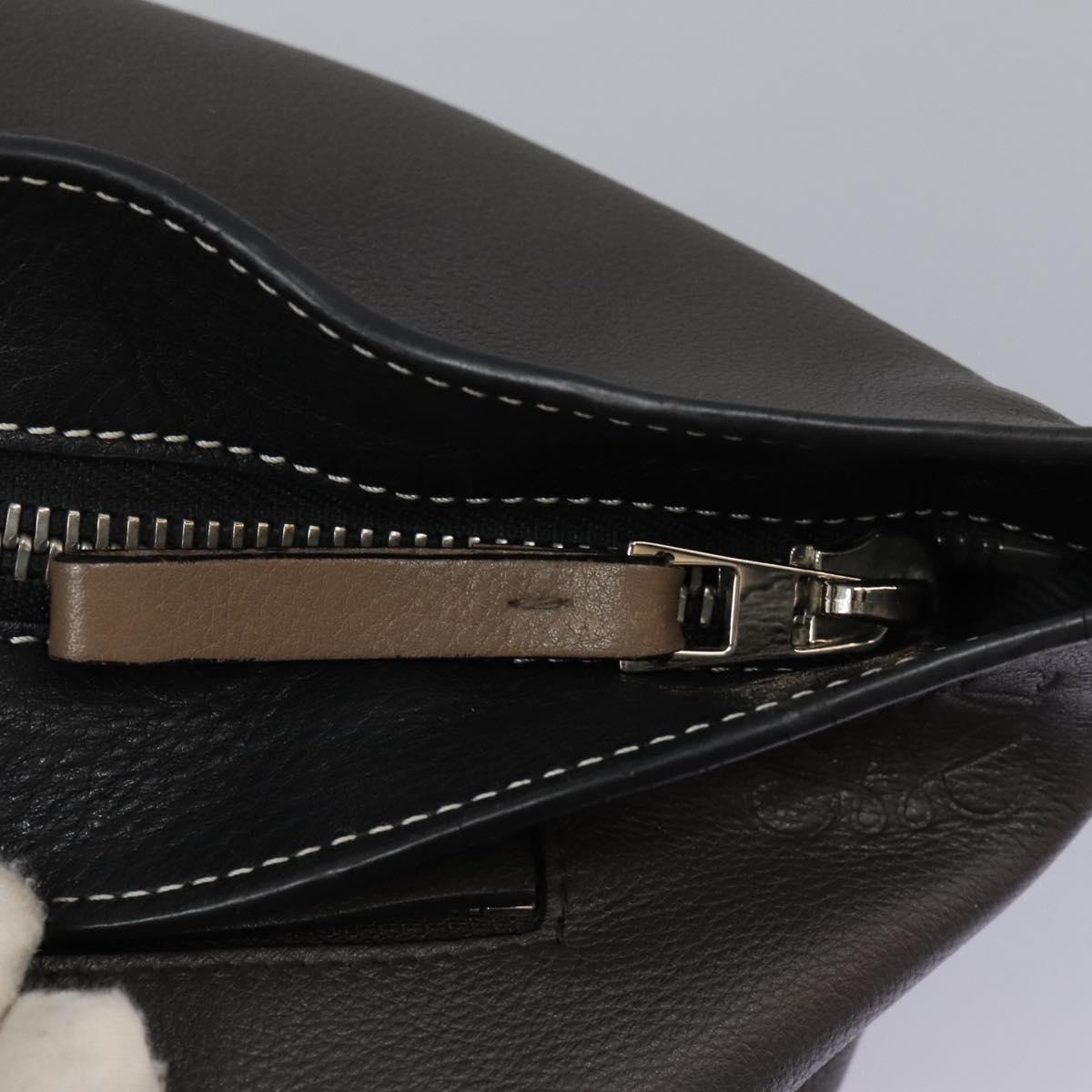 LOEWE Anagram Body Bag Leather Gray Silver Auth hk2593