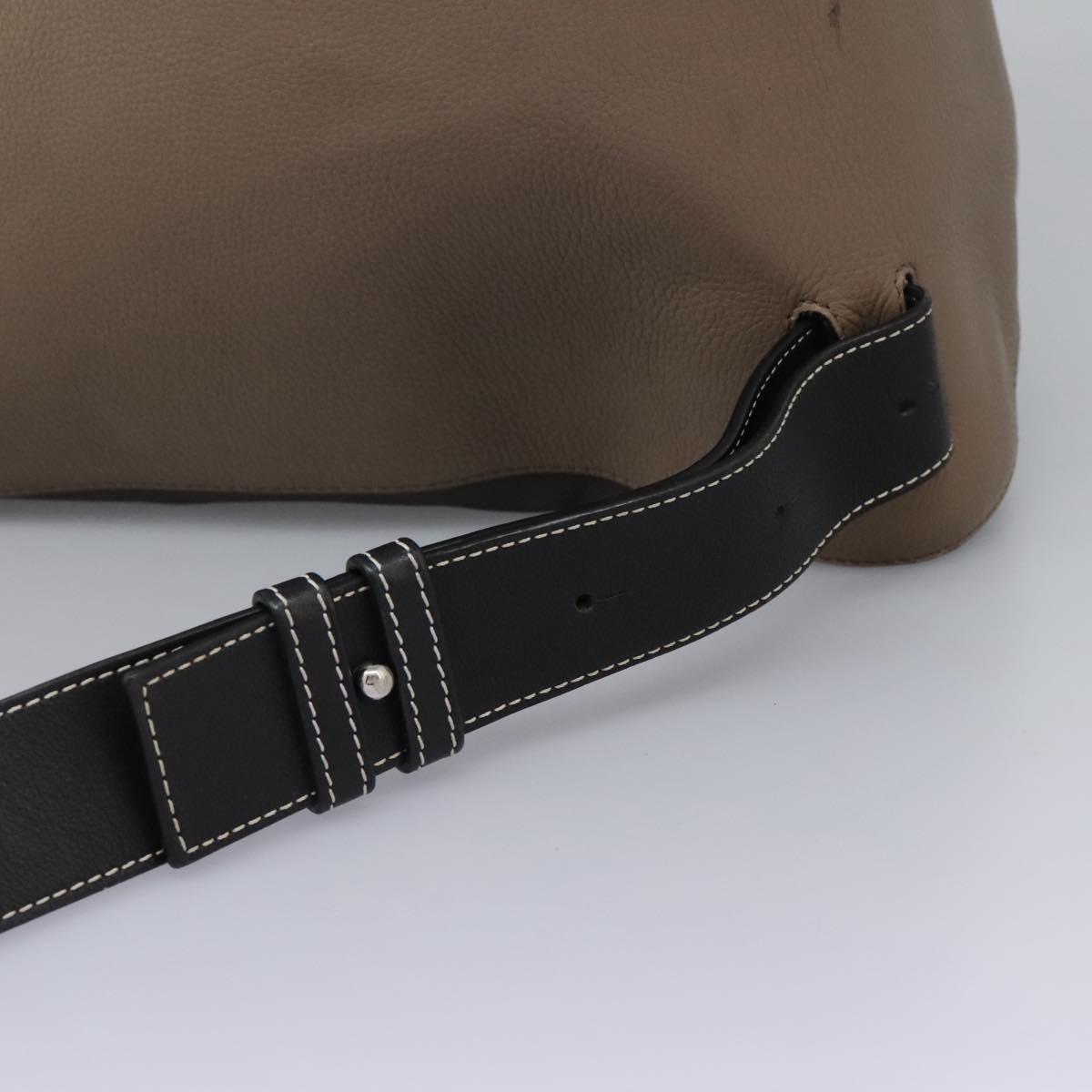 LOEWE Anagram Body Bag Leather Gray Silver Auth hk2593