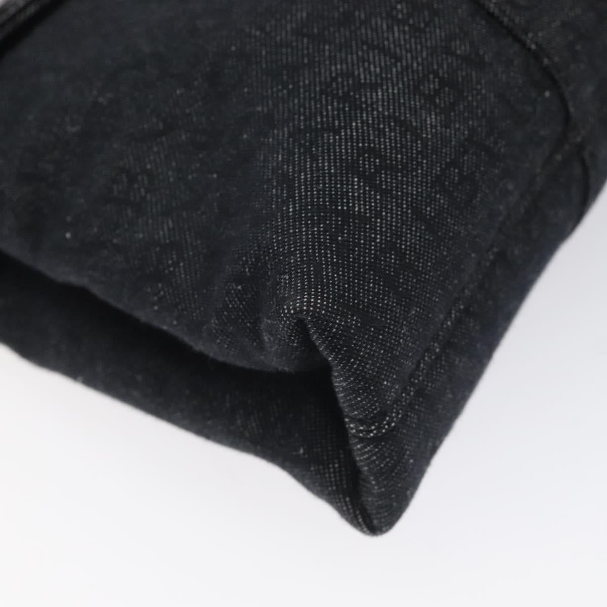 BVLGARI Logo Mania Shoulder Bag Canvas Black Silver Auth hk2594