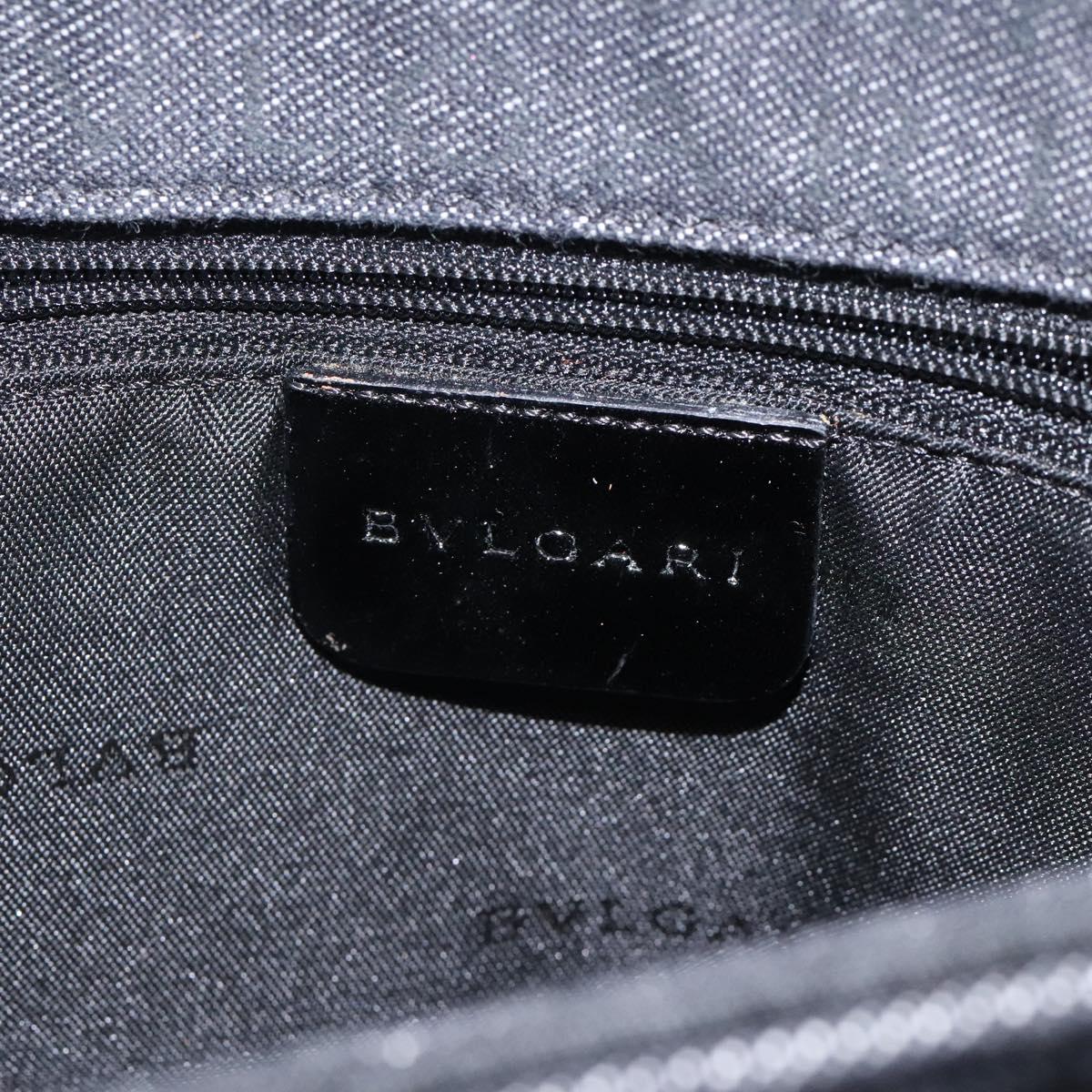 BVLGARI Logo Mania Shoulder Bag Canvas Black Silver Auth hk2594