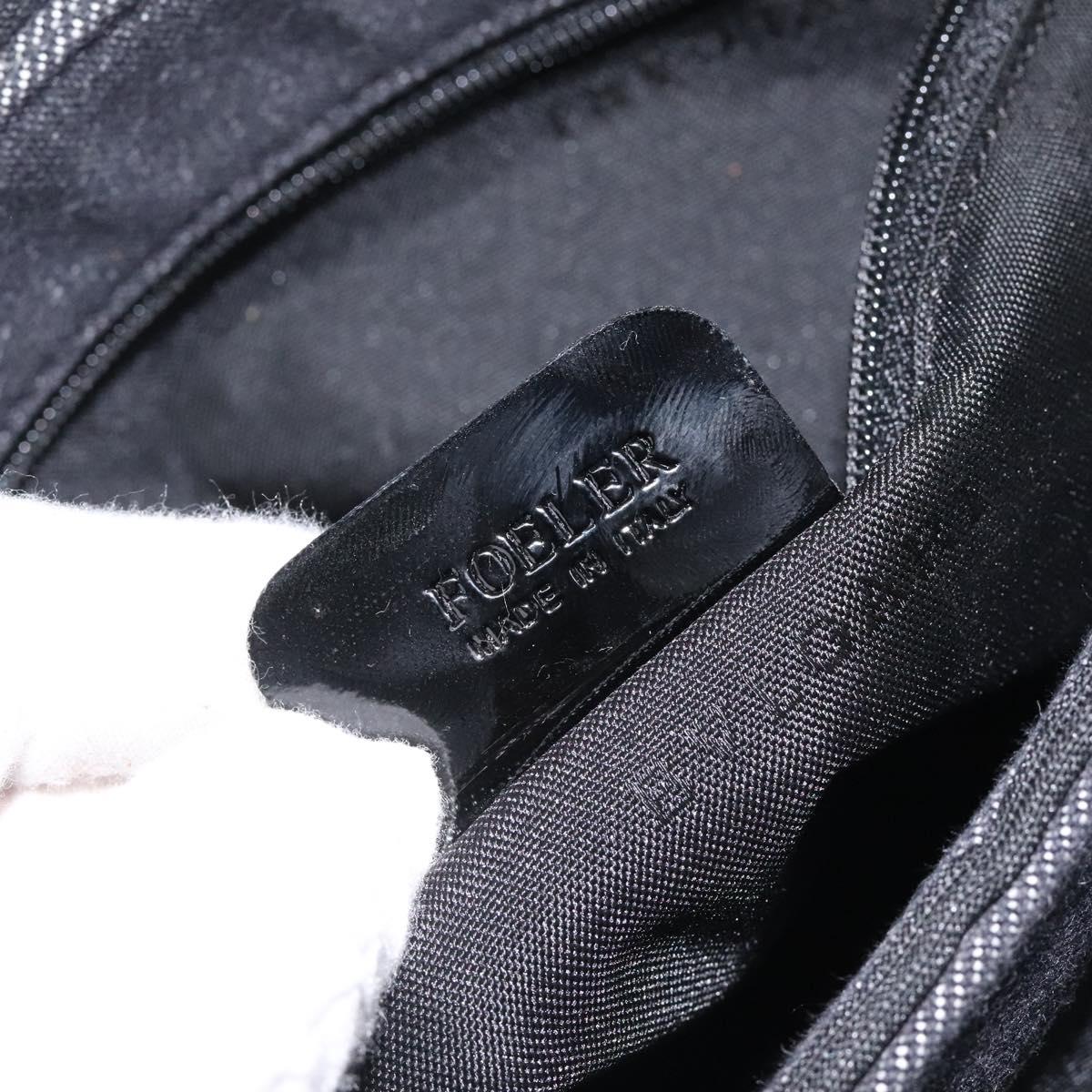 BVLGARI Logo Mania Shoulder Bag Canvas Black Silver Auth hk2594