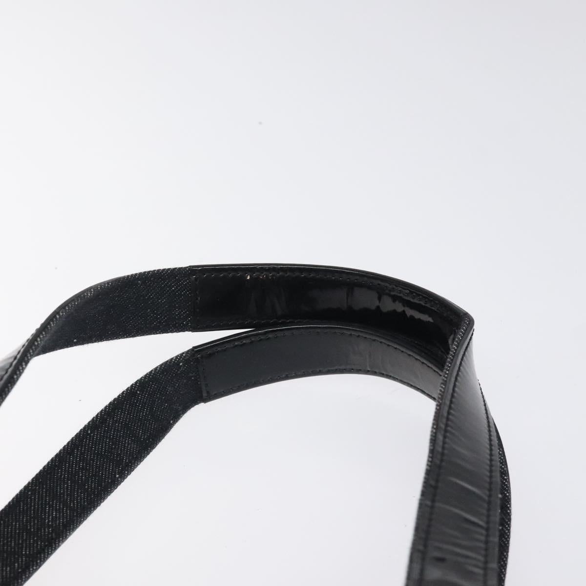 BVLGARI Logo Mania Shoulder Bag Canvas Black Silver Auth hk2594