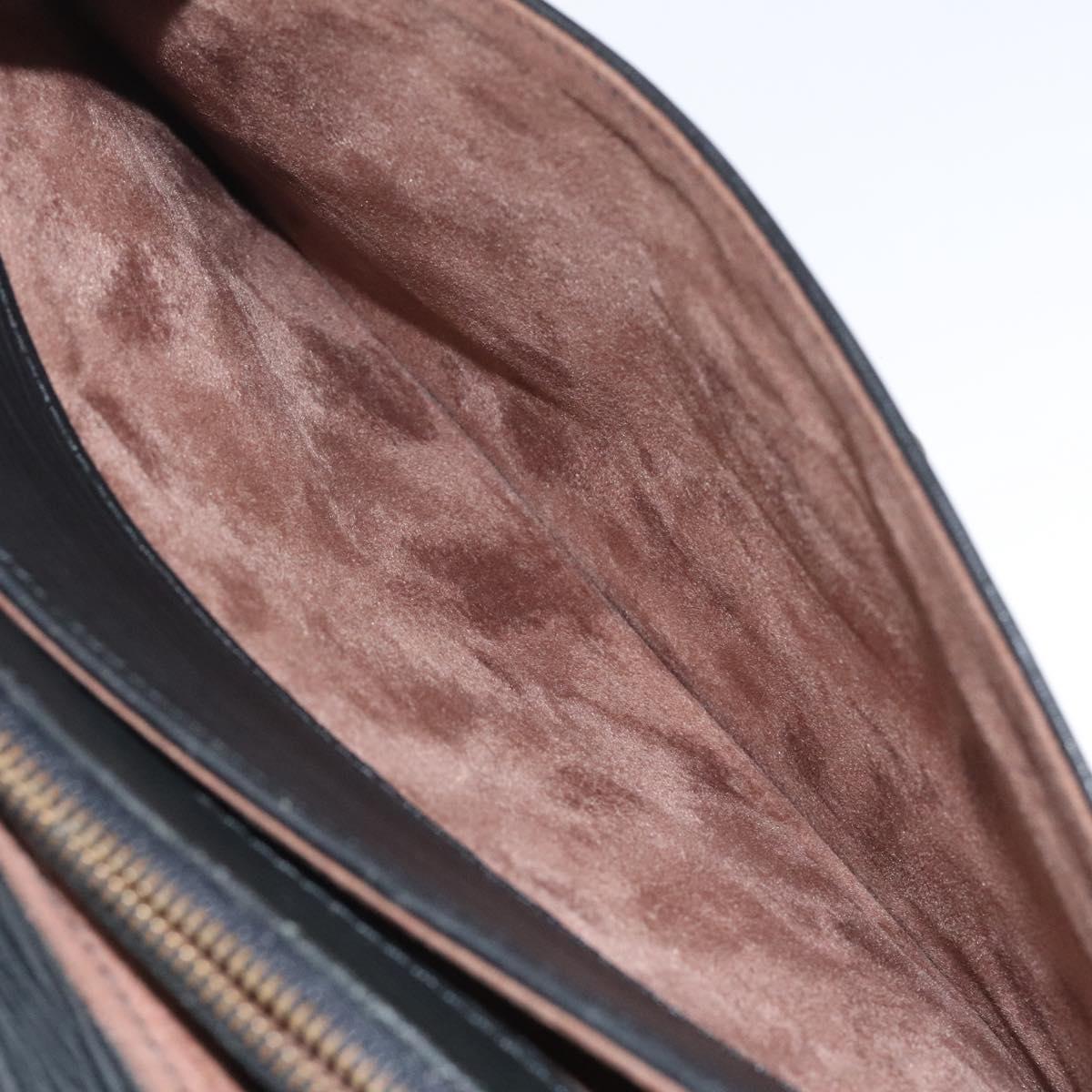 Gianni Versace Hand Bag Leather Black Gold Auth hk2598