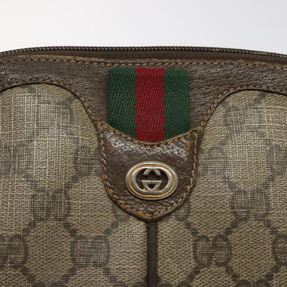 GUCCI GG Supreme Web Sherry Line Shoulder Bag PVC Beige 904 02 047 Auth hk2601