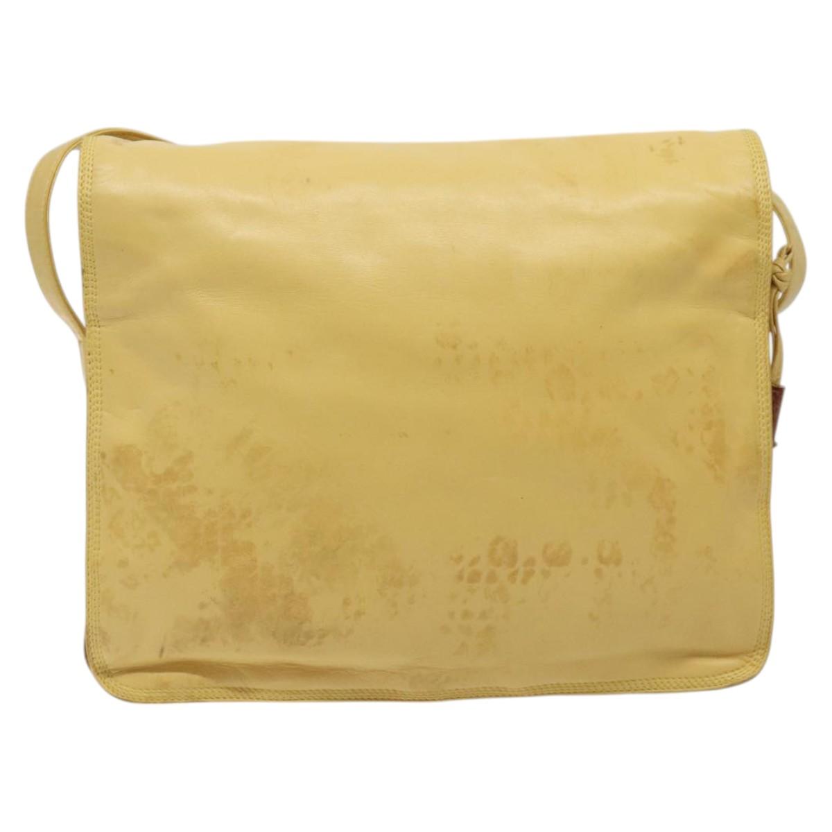 LOEWE Shoulder Bag Leather Yellow Auth hk2620