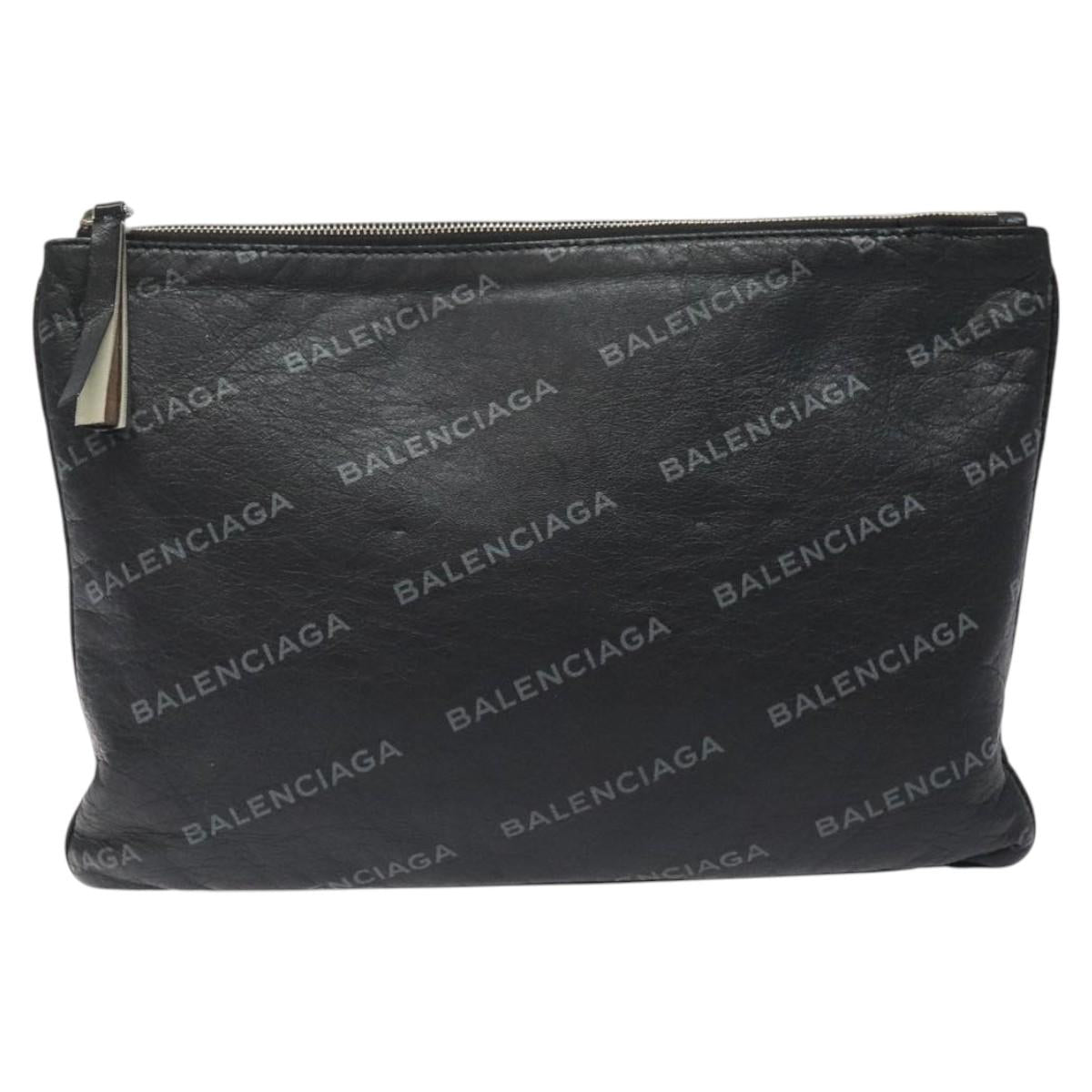 BALENCIAGA Clutch Bag Leather Black 506794 Auth hk2621