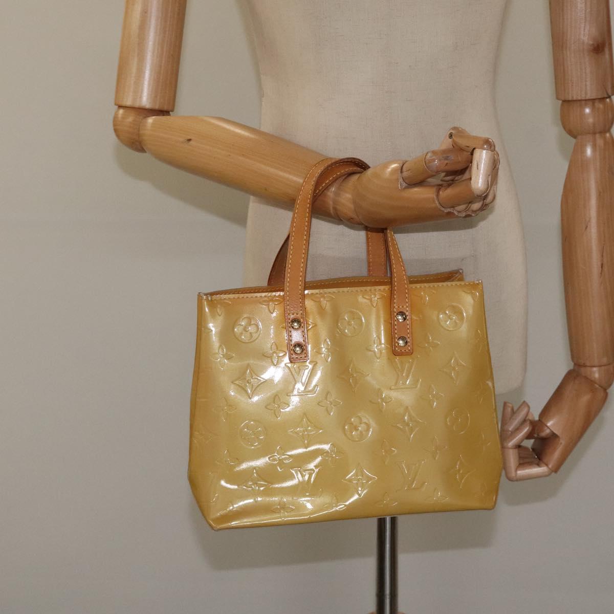 LOUIS VUITTON Monogram Vernis Reade PM Hand Bag Beige M91334 LV Auth hk2627