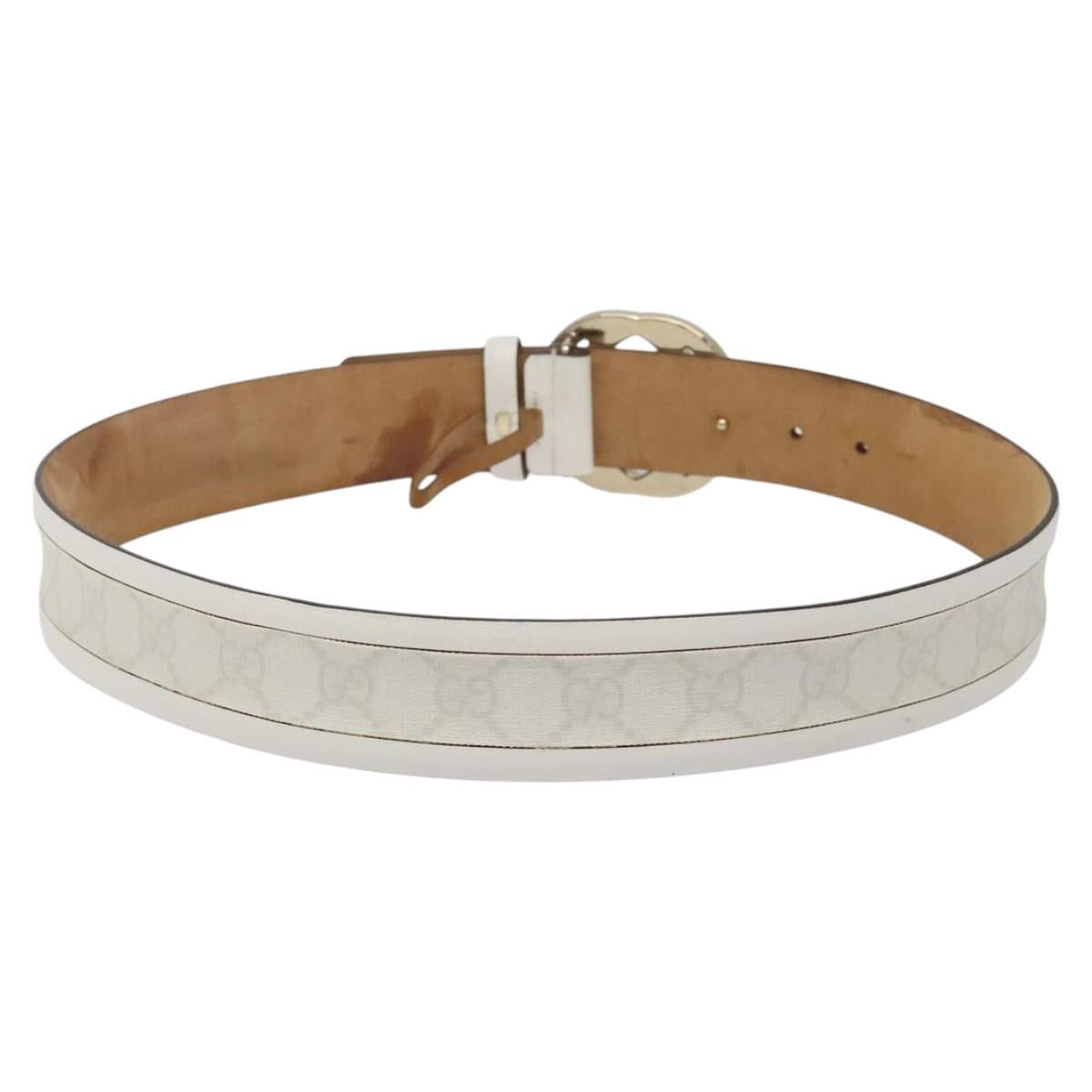 GUCCI Interlocking GG Supreme Belt PVC 35.4"" White 142930 Auth hk2653