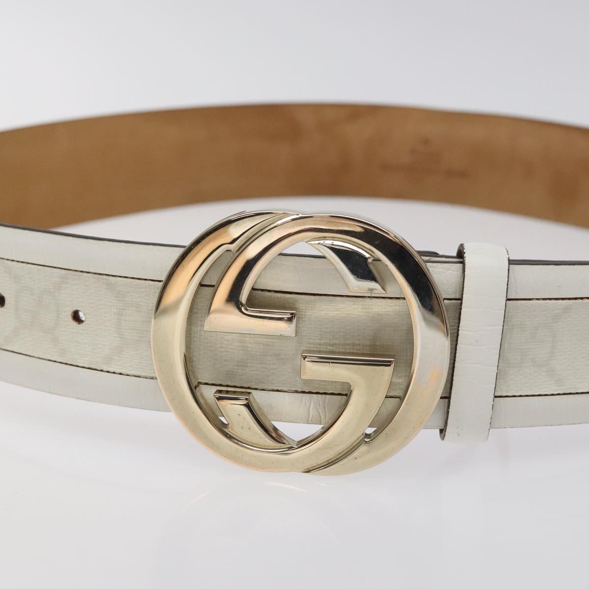 GUCCI Interlocking GG Supreme Belt PVC 35.4"" White 142930 Auth hk2653