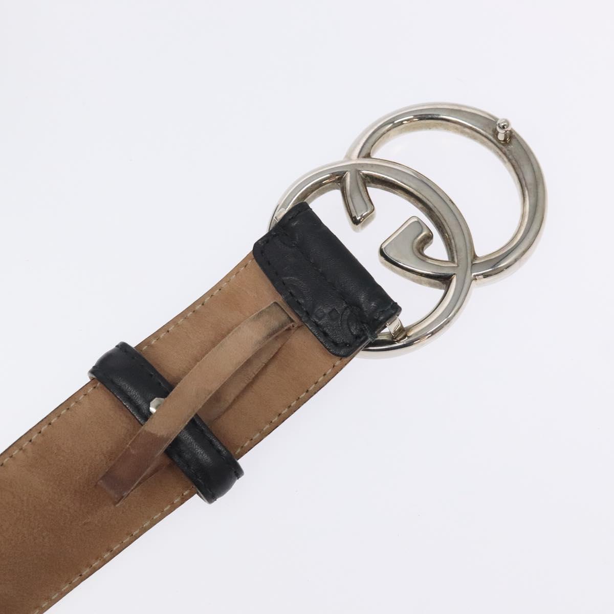 GUCCI GG Canvas Guccissima Belt Leather 37.8"" Black 259982 Auth hk2654