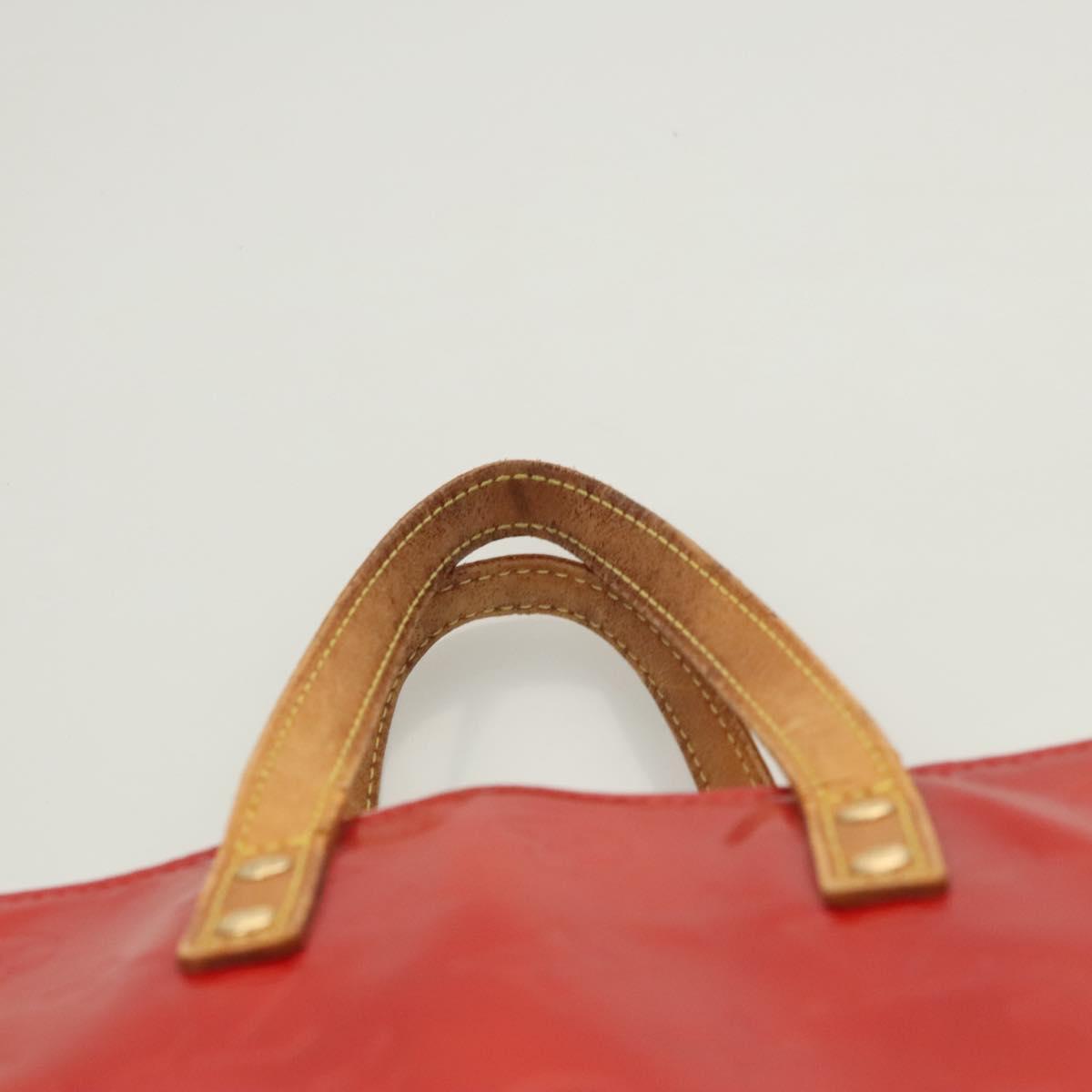 LOUIS VUITTON Monogram Vernis Reade PM Hand Bag Red Rouge M91088 LV Auth hk2659