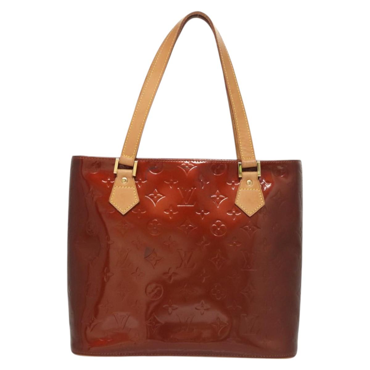 LOUIS VUITTON Monogram Vernis Houston Hand Bag Bronze M91122 LV Auth hk2663