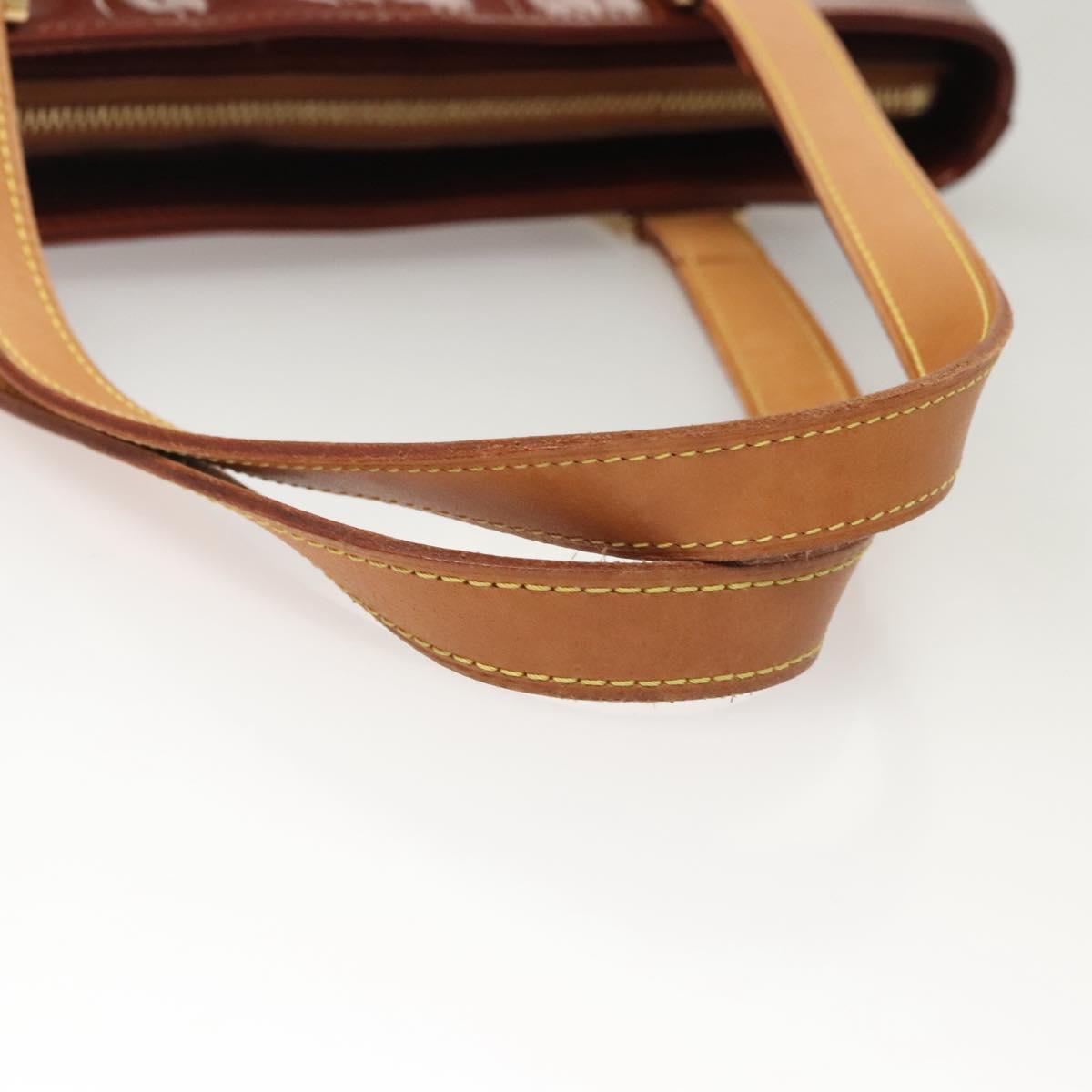 LOUIS VUITTON Monogram Vernis Houston Hand Bag Bronze M91122 LV Auth hk2663