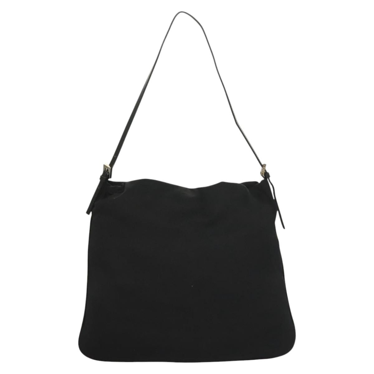 FENDI Shoulder Bag Nylon Black Silver Auth hk2783