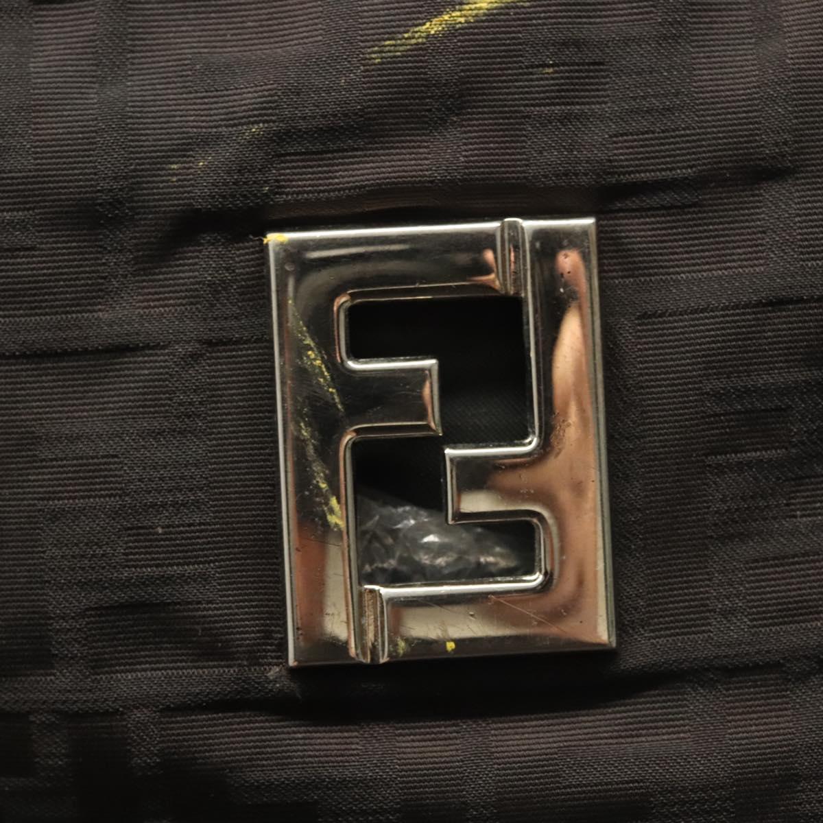 FENDI Zucca Canvas Hand Bag Black Silver Auth hk2785