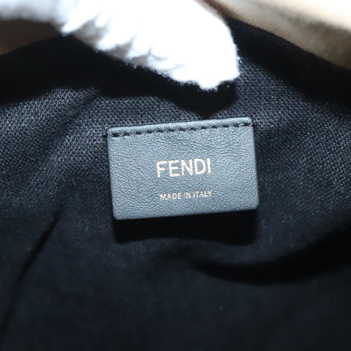 FENDI Celeria Hand Bag Canvas Beige Auth hk2789