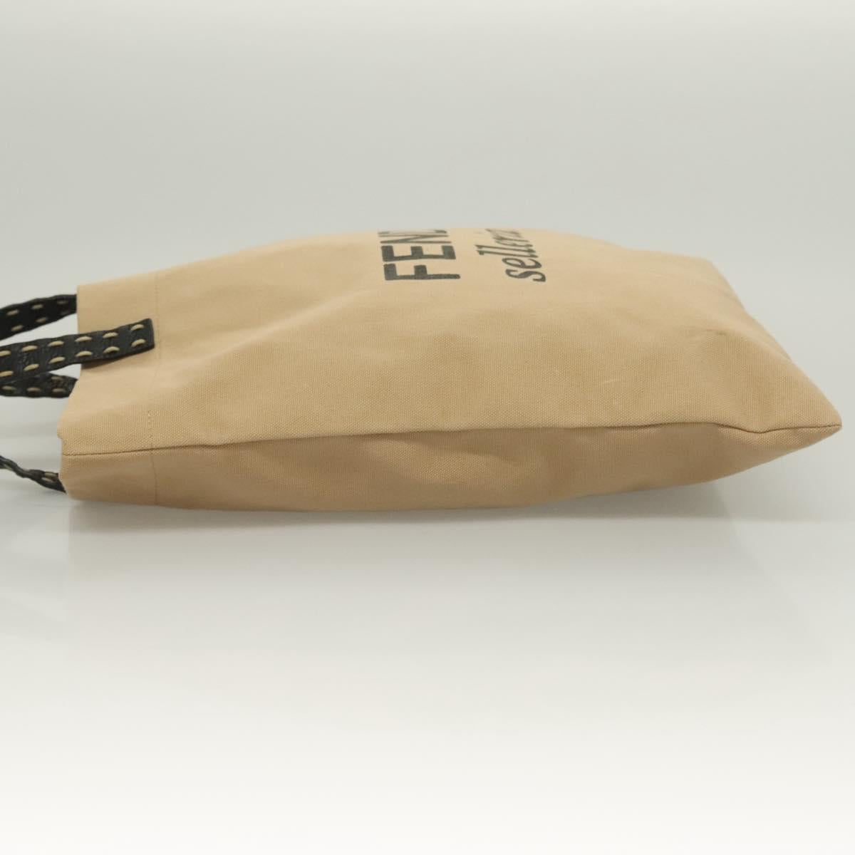 FENDI Celeria Hand Bag Canvas Beige Auth hk2789