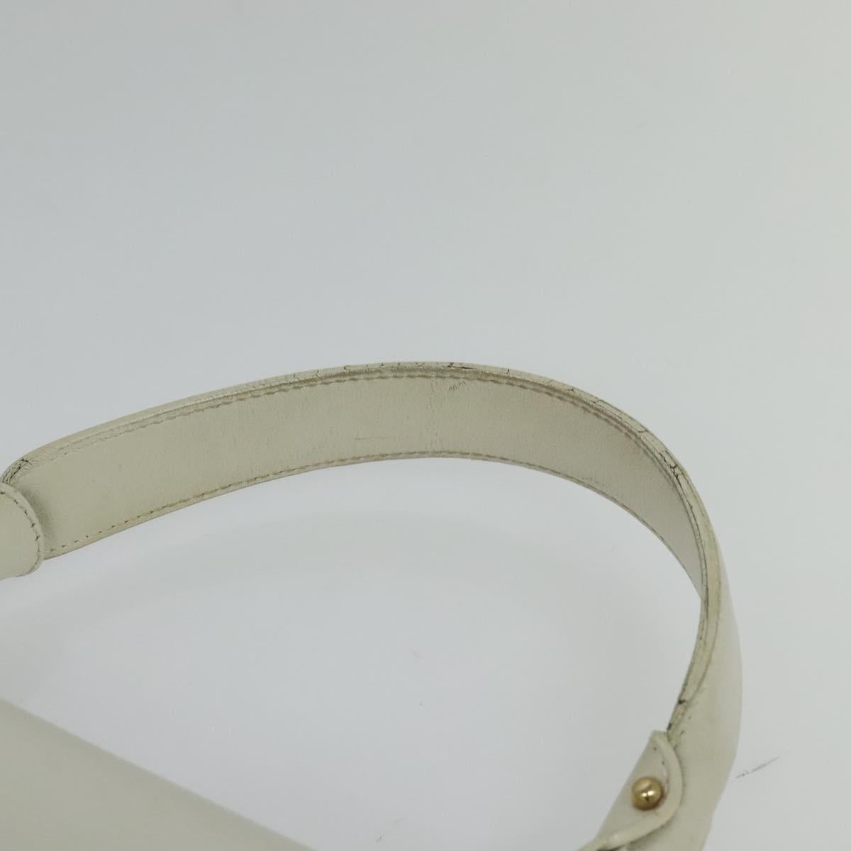 Salvatore Ferragamo Gancini Hand Bag Leather White Gold Auth hk2806