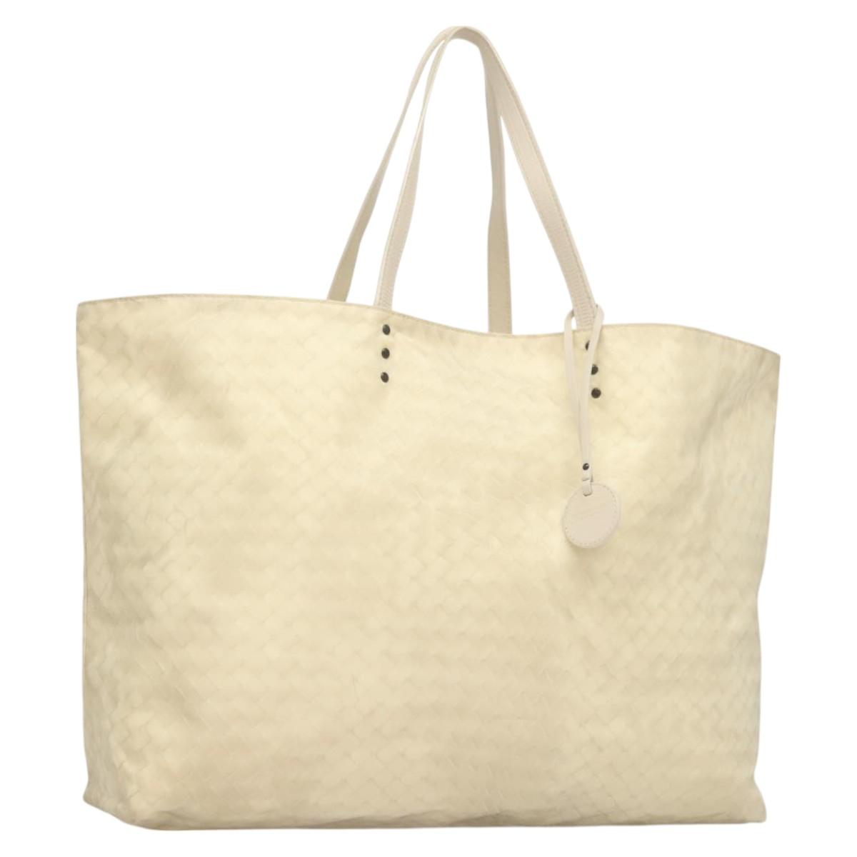 BOTTEGA VENETA Tote Bag Nylon White Auth hk2820