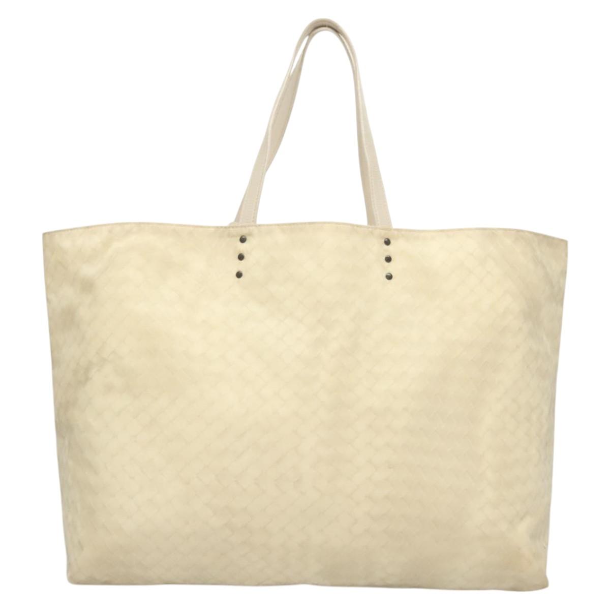 BOTTEGA VENETA Tote Bag Nylon White Auth hk2820