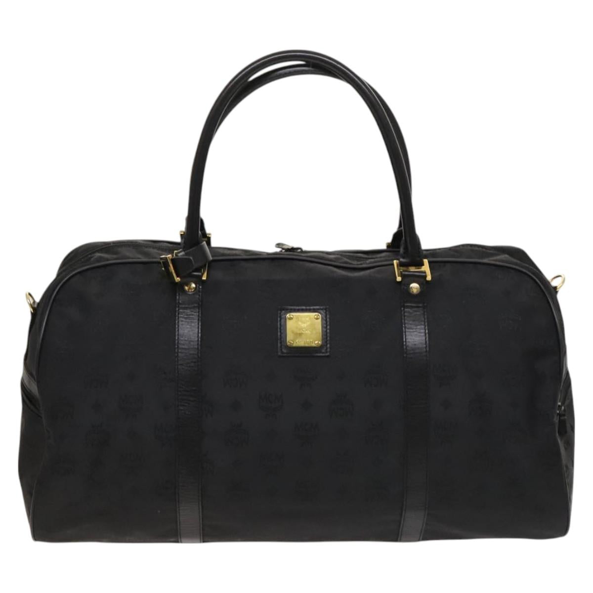 MCM Logogram Vicetos Boston Bag Nylon 2way Brown Gold Auth hk2824