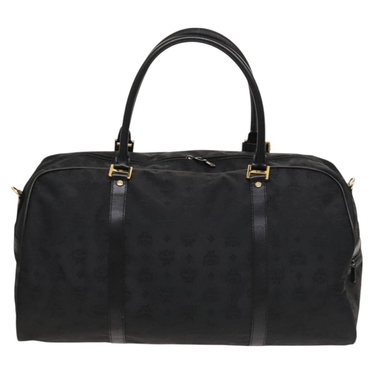 MCM Logogram Vicetos Boston Bag Nylon 2way Brown Gold Auth hk2824