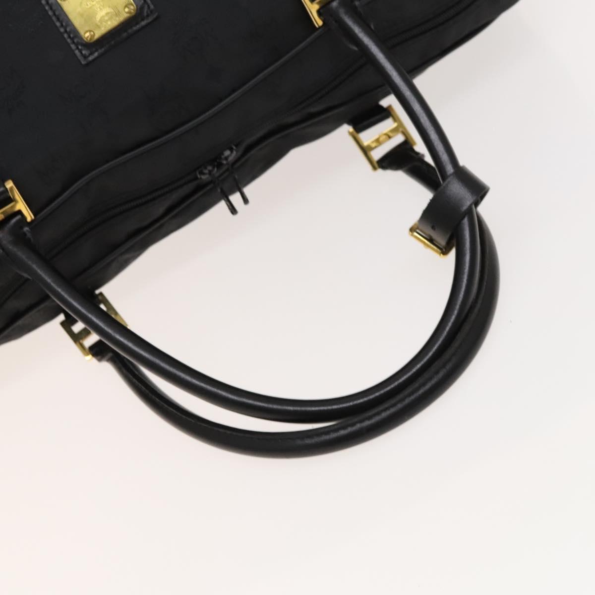 MCM Logogram Vicetos Boston Bag Nylon 2way Brown Gold Auth hk2824