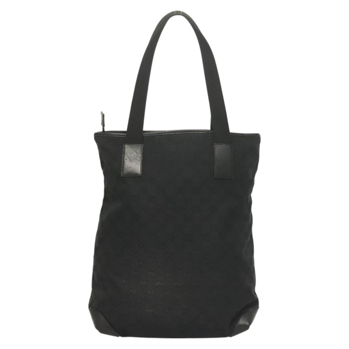 GUCCI GG Canvas Tote Bag Black 019 0401 Auth hk2842