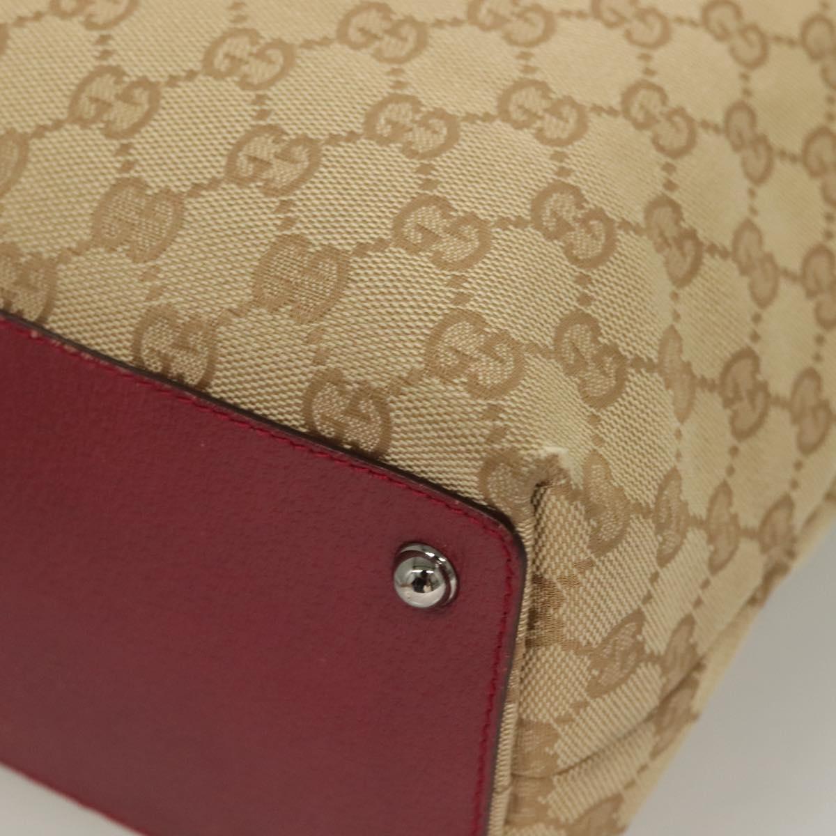 GUCCI GG Canvas Tote Bag Beige Silver 120836 Auth hk2844