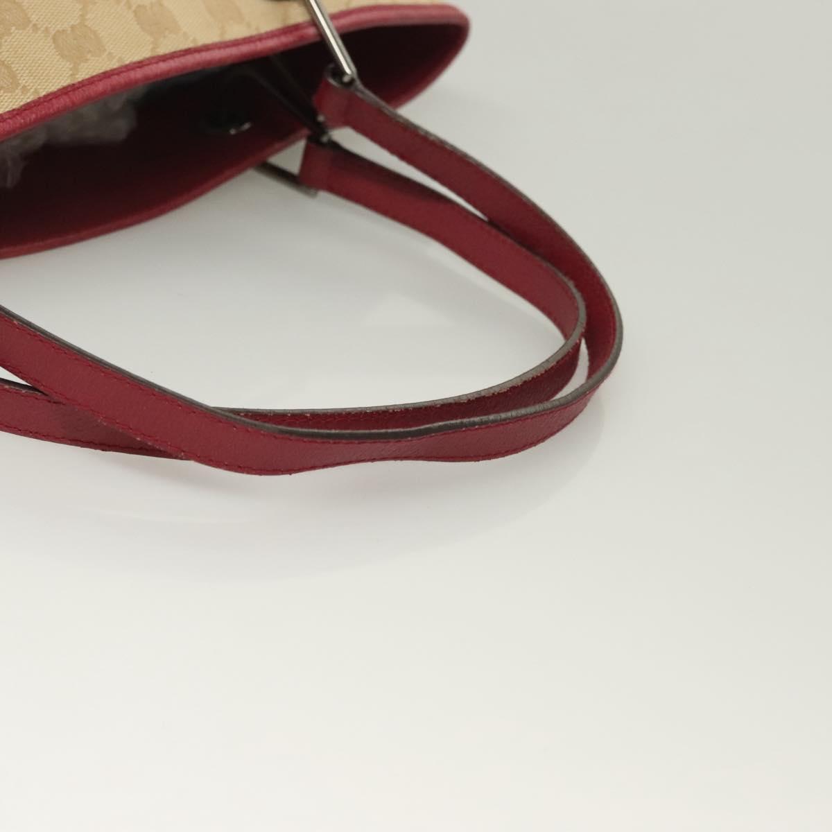 GUCCI GG Canvas Tote Bag Beige Silver 120836 Auth hk2844
