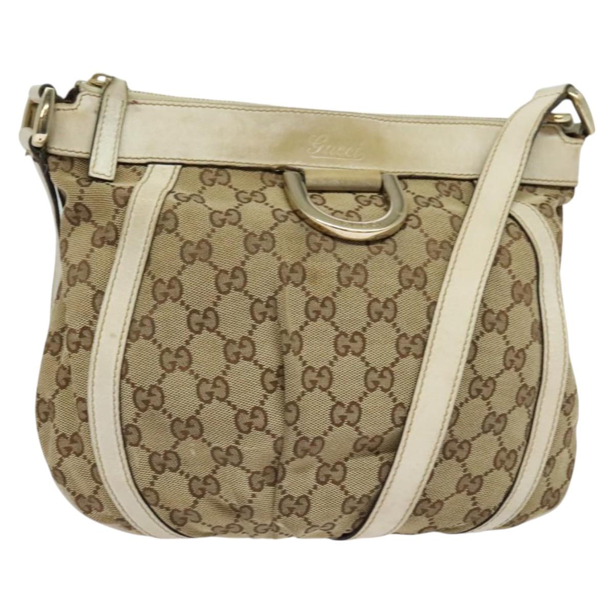GUCCI GG Canvas Abbey Shoulder Bag Beige Gold 203257 Auth hk2845