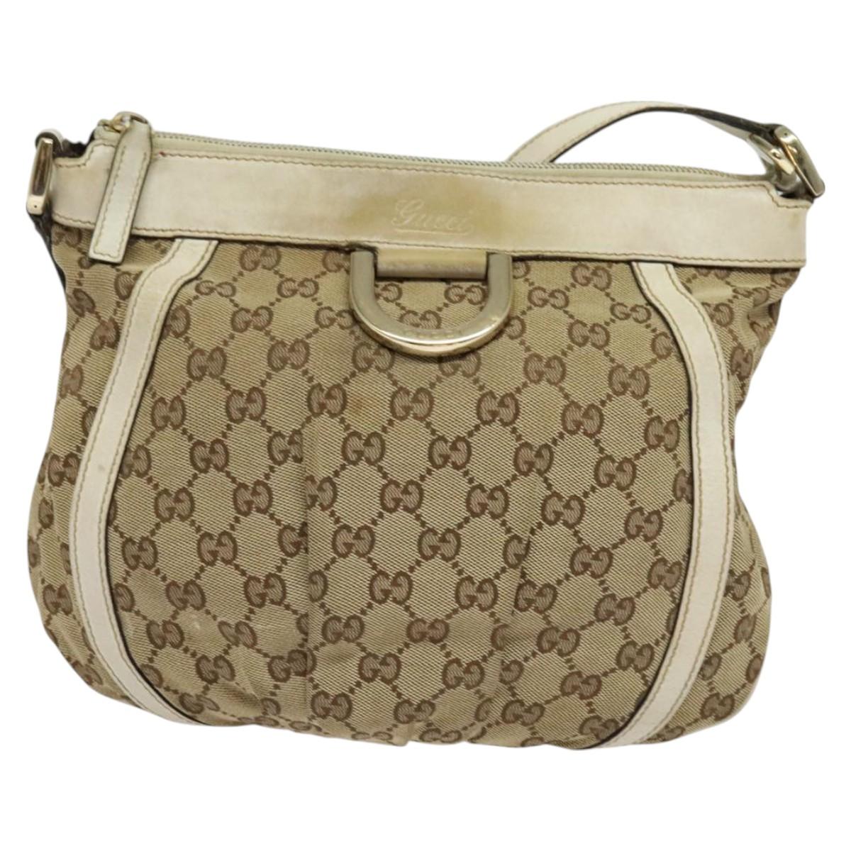 GUCCI GG Canvas Abbey Shoulder Bag Beige Gold 203257 Auth hk2845