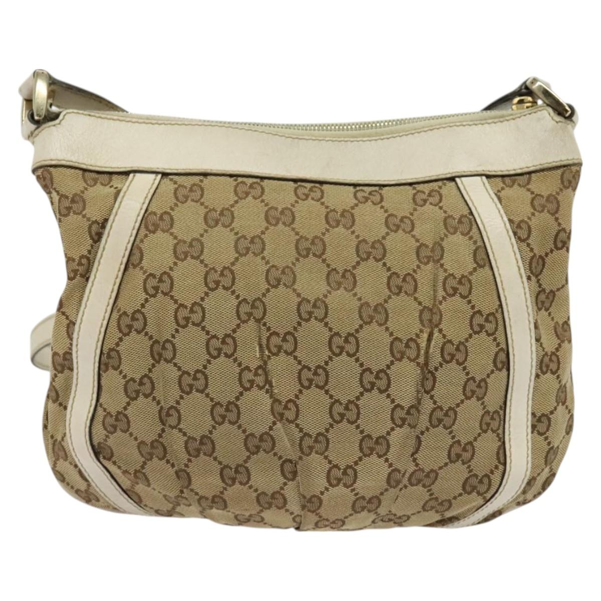 GUCCI GG Canvas Abbey Shoulder Bag Beige Gold 203257 Auth hk2845