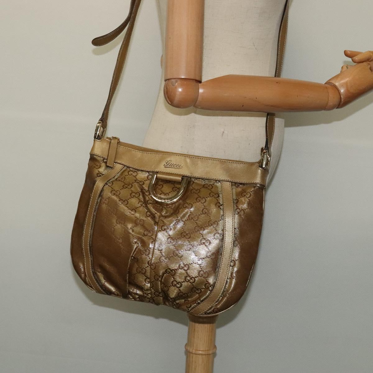 GUCCI GG Crystal Shoulder Bag Gold 203257 Auth hk2846
