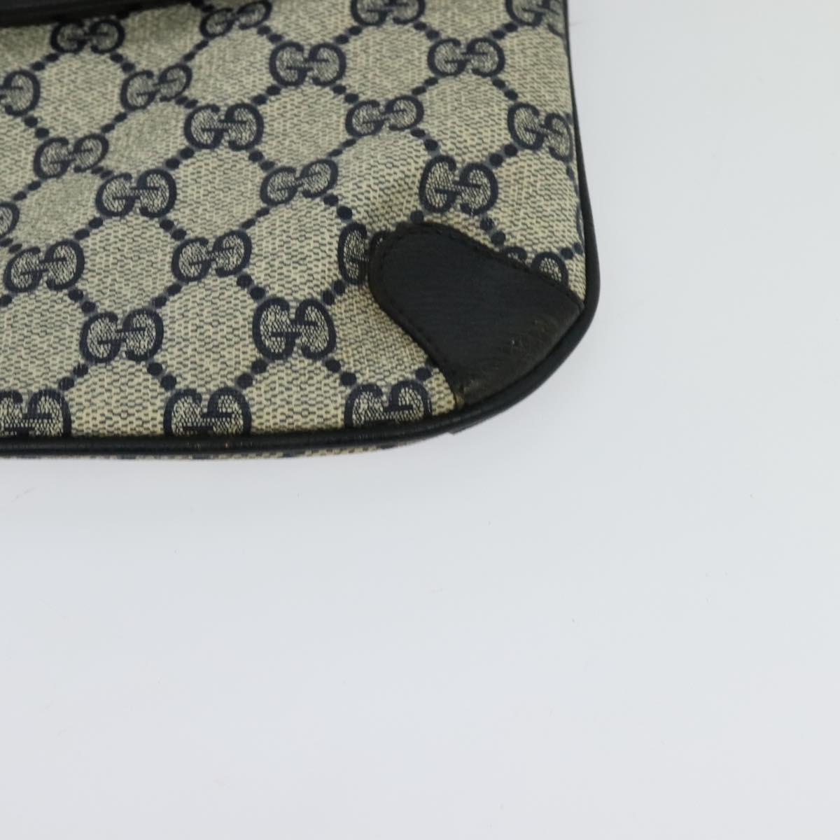 GUCCI GG Supreme Clutch Bag PVC Navy Gold 89 02 075 Auth hk2850