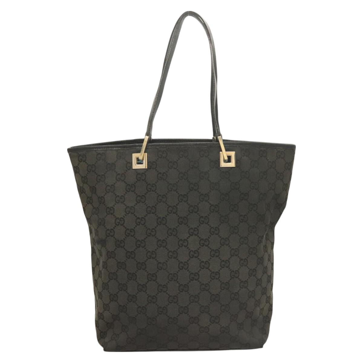 GUCCI GG Canvas Tote Bag Black Gold 002 1098 1705 Auth hk2853