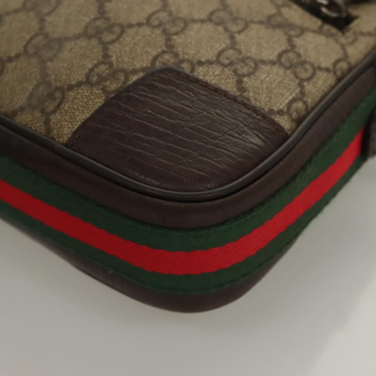 GUCCI GG Supreme Web Sherry Line Clutch Bag PVC Beige Silver 152599 Auth hk2854