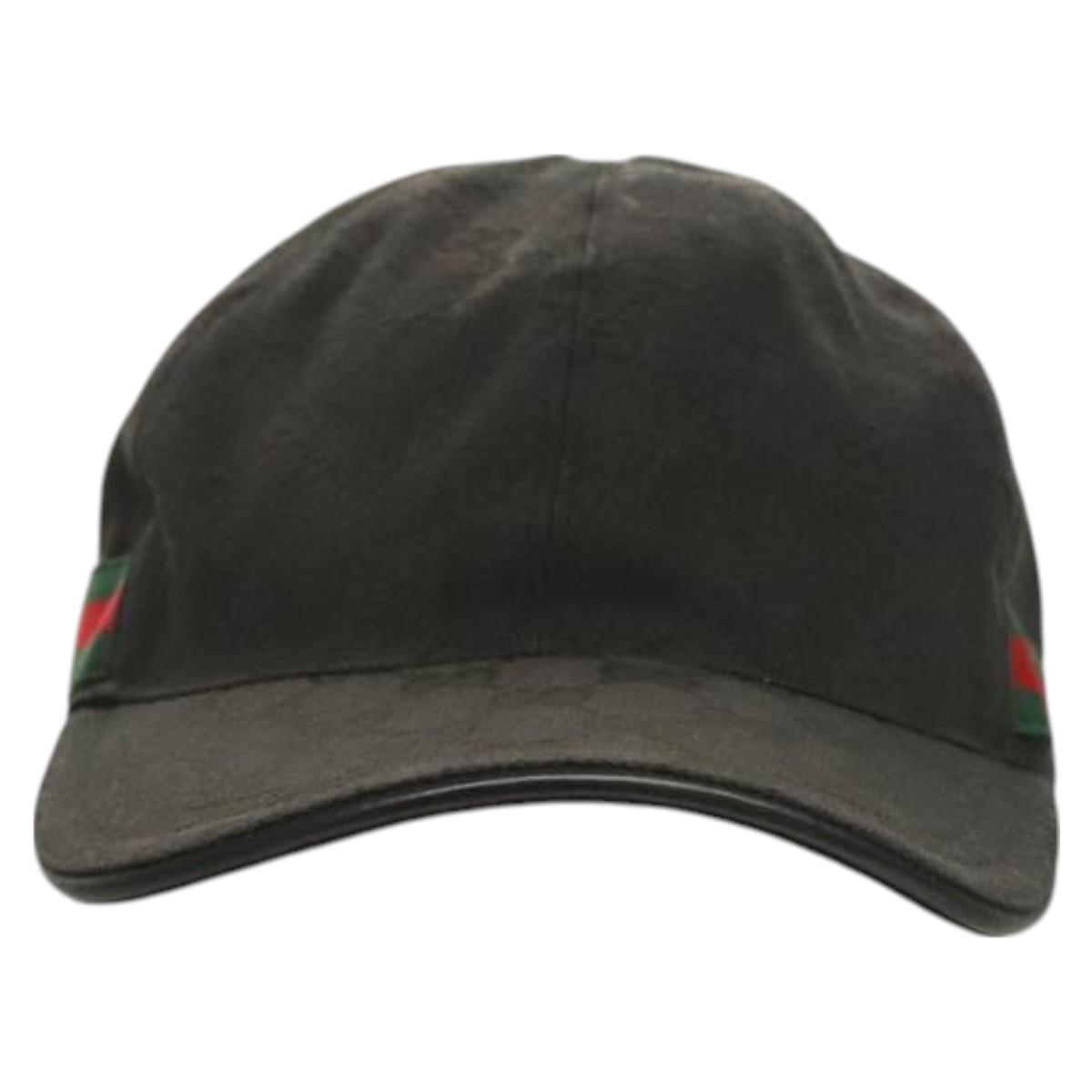 GUCCI GG Canvas Web Sherry Line Cap M Black Red Green 200035 Auth hk2855