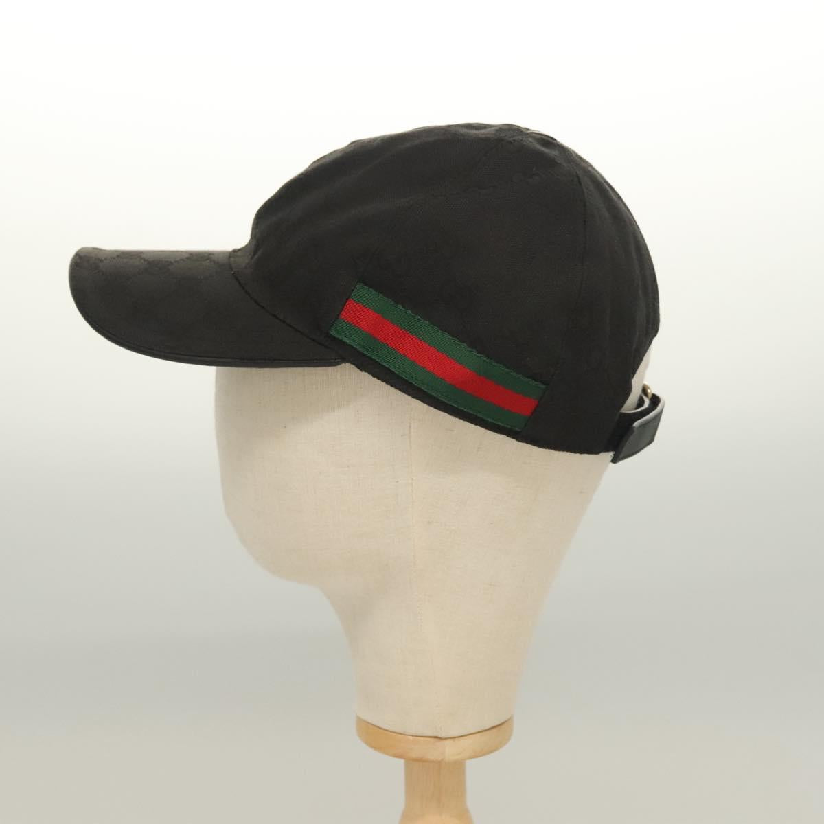 GUCCI GG Canvas Web Sherry Line Cap M Black Red Green 200035 Auth hk2855