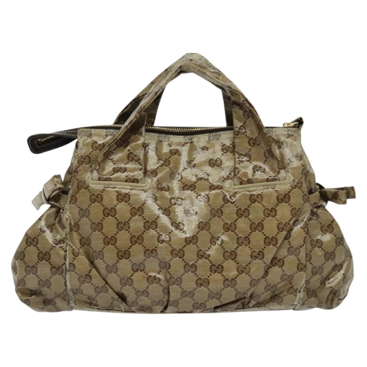 GUCCI GG Crystal Hand Bag Black Gold 197020 Auth hk2857