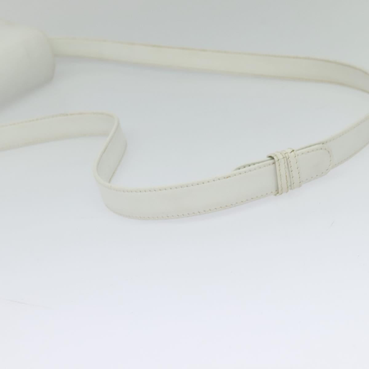 GUCCI Shoulder Bag Leather White Gold Auth hk2861