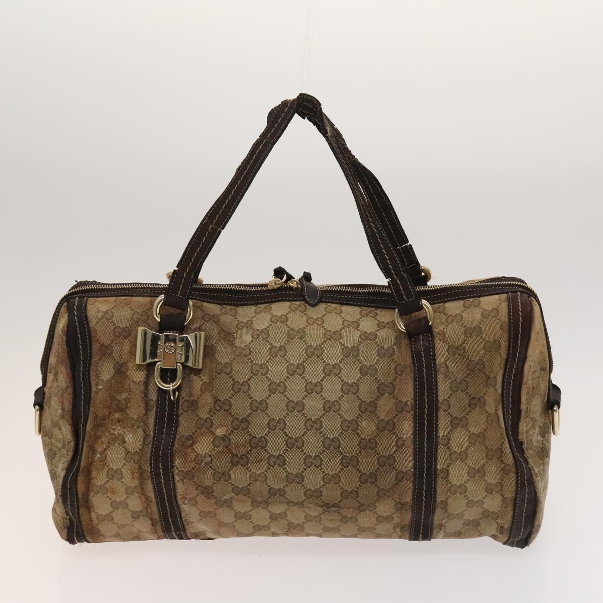 GUCCI GG Canvas Crystal Shoulder Bag 2Set Beige Brown Auth hk2866