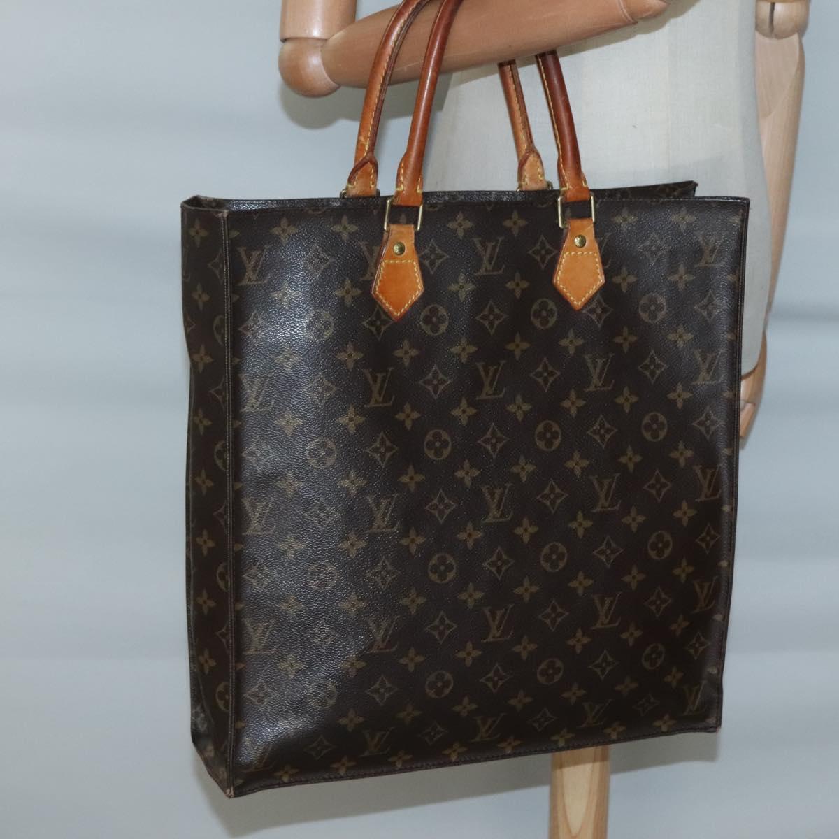 LOUIS VUITTON Monogram Sac Plat Hand Bag M51140 LV Auth hk2882
