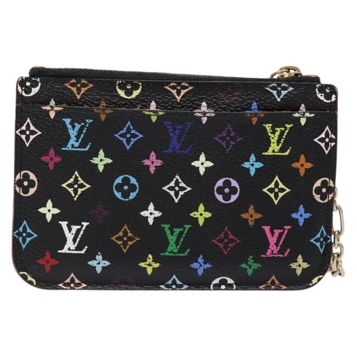 LOUIS VUITTON Multicolor Pochette ClesNM Coin Purse Black M60279 LV Auth hk2897