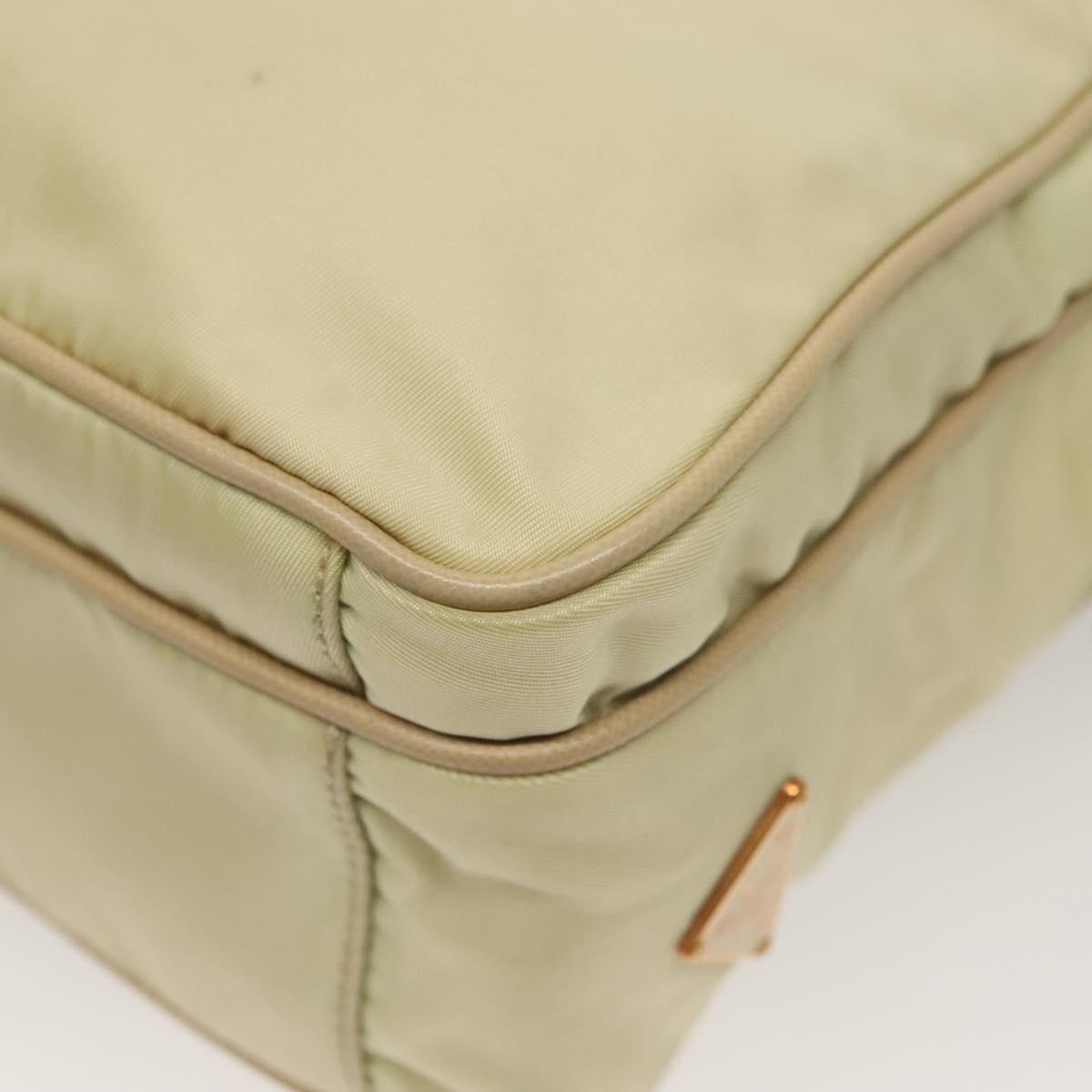 PRADA Shoulder Bag Nylon Beige Gold Auth hk2901