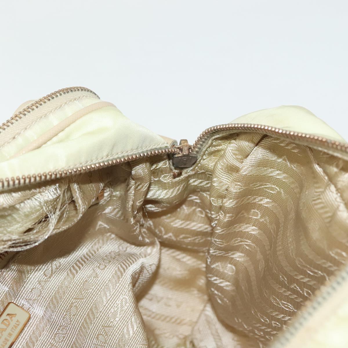 PRADA Shoulder Bag Nylon Beige Gold Auth hk2901